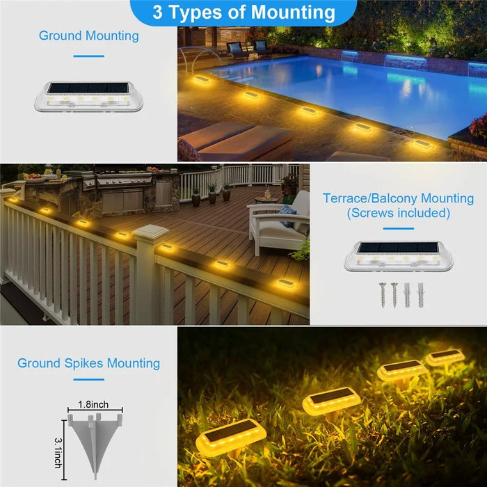TS-G7106 4Pcs Solar Ground Lights 3000K Warm White Waterproof Long Strip Lamp for Garden Pathway Deck - 6