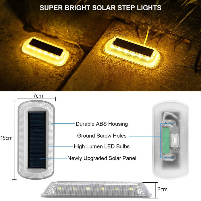 TS-G7106 4Pcs Solar Ground Lights 3000K Warm White Waterproof Long Strip Lamp for Garden Pathway Deck - 7