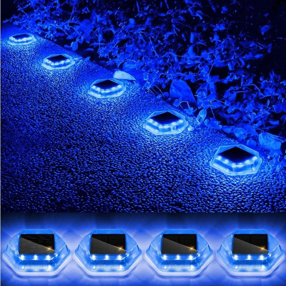 TS-G7004 4Pcs Hexagonal Deck Step Lights for Garden Pathway IP65 Waterproof Solar Ground Lights - Blue Light - 2