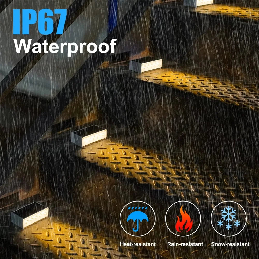 TS-G0306 6Pcs 5-LED Solar Step Lights for Stair Fence Deck IP67 Waterproof Outdoor Pathway Lamp - Warm Light - 4