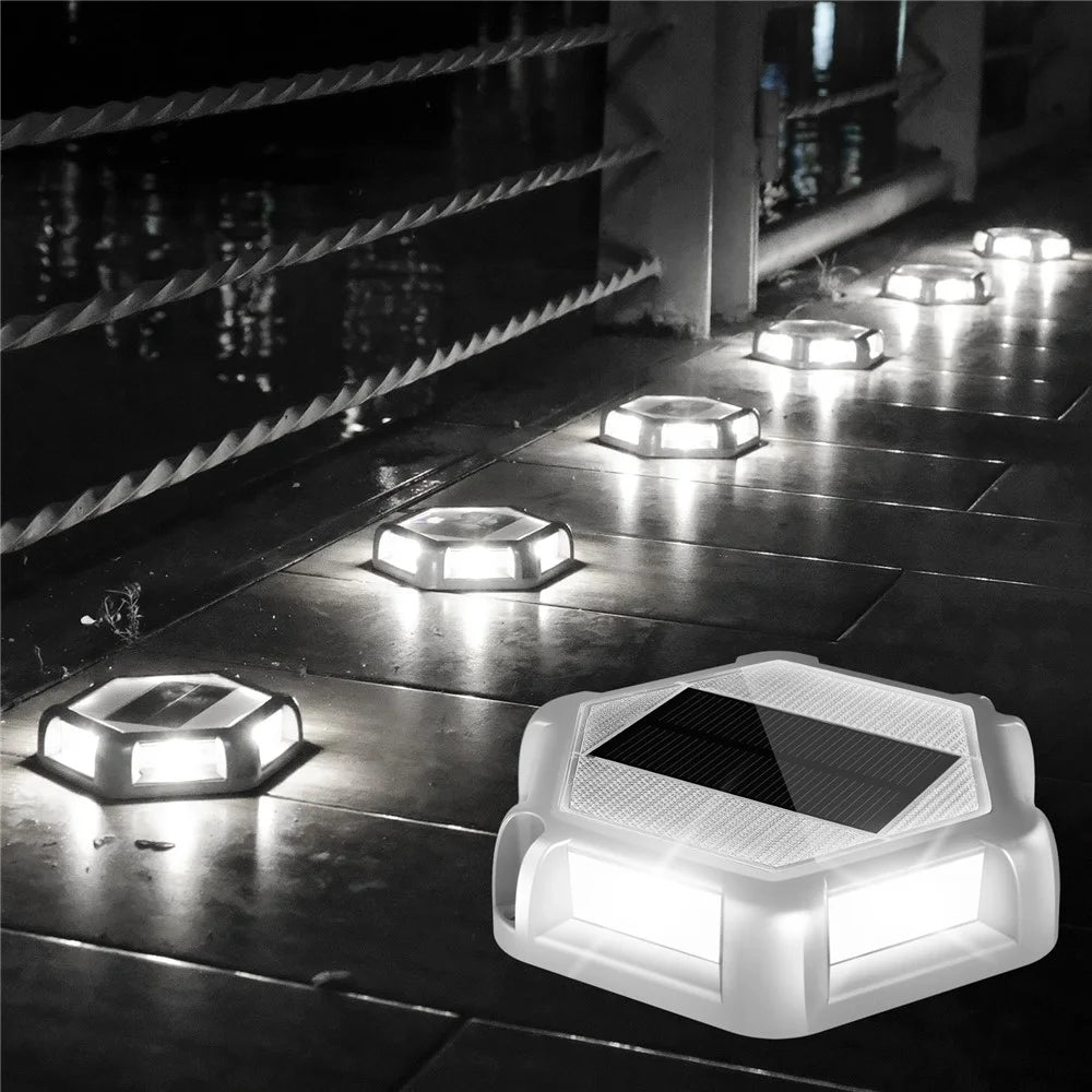 TS-G7008 4Pcs Solar Ground Lights for Lawn Stairs Pathway Deck Waterproof Outdoor Landscape Lamp - Black Shell+White Light - 2