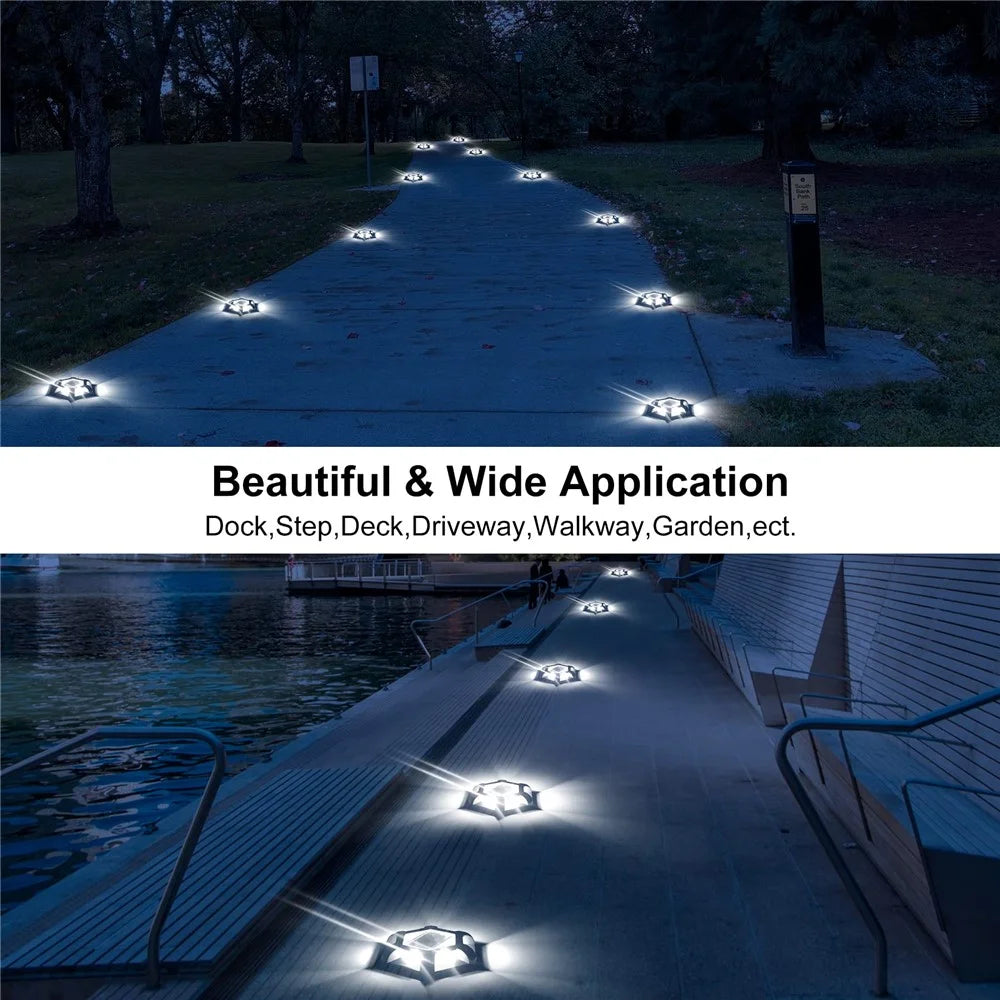 TS-G7008 4Pcs Solar Ground Lights for Lawn Stairs Pathway Deck Waterproof Outdoor Landscape Lamp - Black Shell+White Light - 3