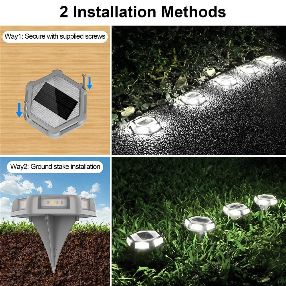 TS-G7008 4Pcs Solar Ground Lights for Lawn Stairs Pathway Deck Waterproof Outdoor Landscape Lamp - Black Shell+White Light - 5