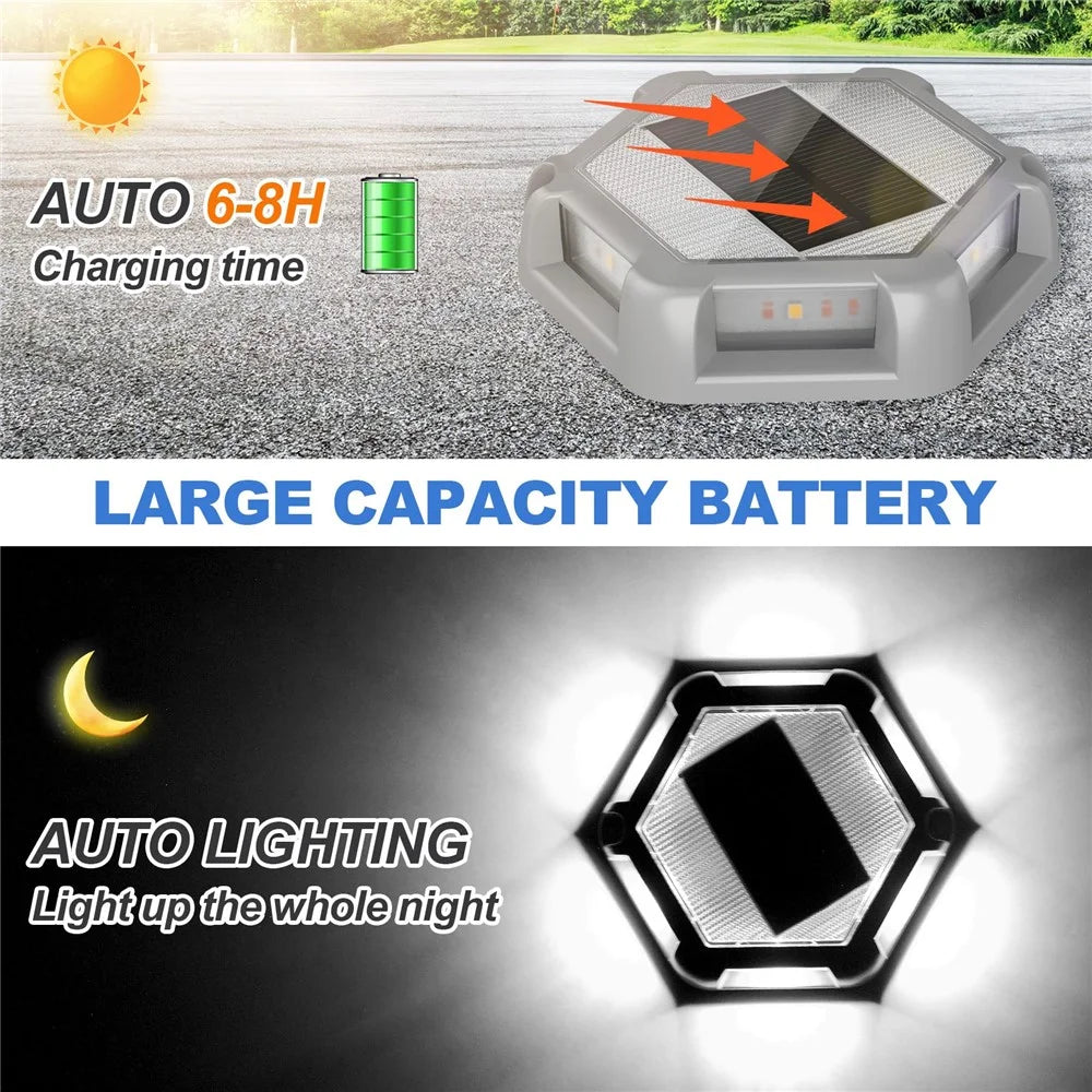 TS-G7008 4Pcs Solar Ground Lights for Lawn Stairs Pathway Deck Waterproof Outdoor Landscape Lamp - Black Shell+White Light - 6