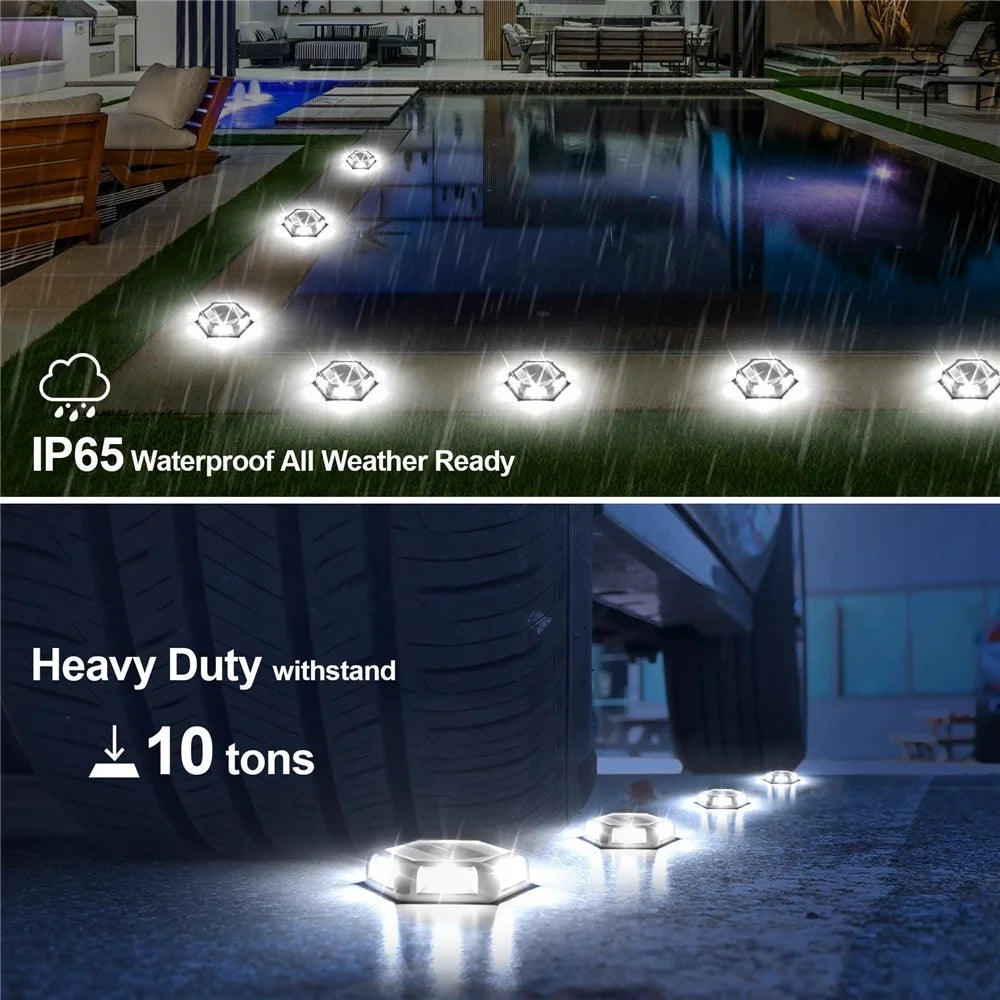 TS-G7008 4Pcs Solar Ground Lights for Lawn Stairs Pathway Deck Waterproof Outdoor Landscape Lamp - Black Shell+White Light - 7