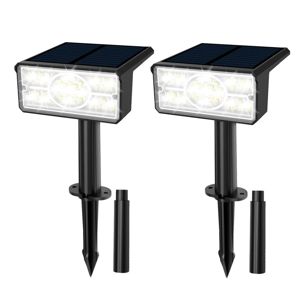 TS-G2206 2Pcs 49-LED Solar Powered Lawn Lamp 90 Degree Adjustable Head Waterproof Outdoor Landscape Spotlight - White Light - 1