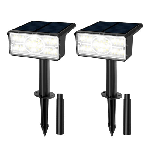 TS-G2206 2Pcs 49-LED Solar Powered Lawn Lamp 90 Degree Adjustable Head Waterproof Outdoor Landscape Spotlight - White Light - 1