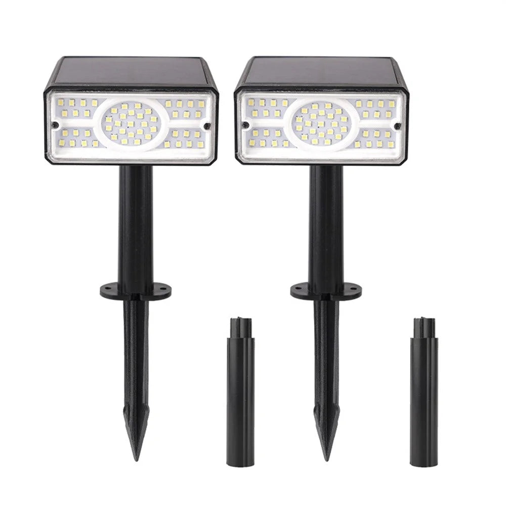 TS-G2206 2Pcs 49-LED Solar Powered Lawn Lamp 90 Degree Adjustable Head Waterproof Outdoor Landscape Spotlight - White Light - 2