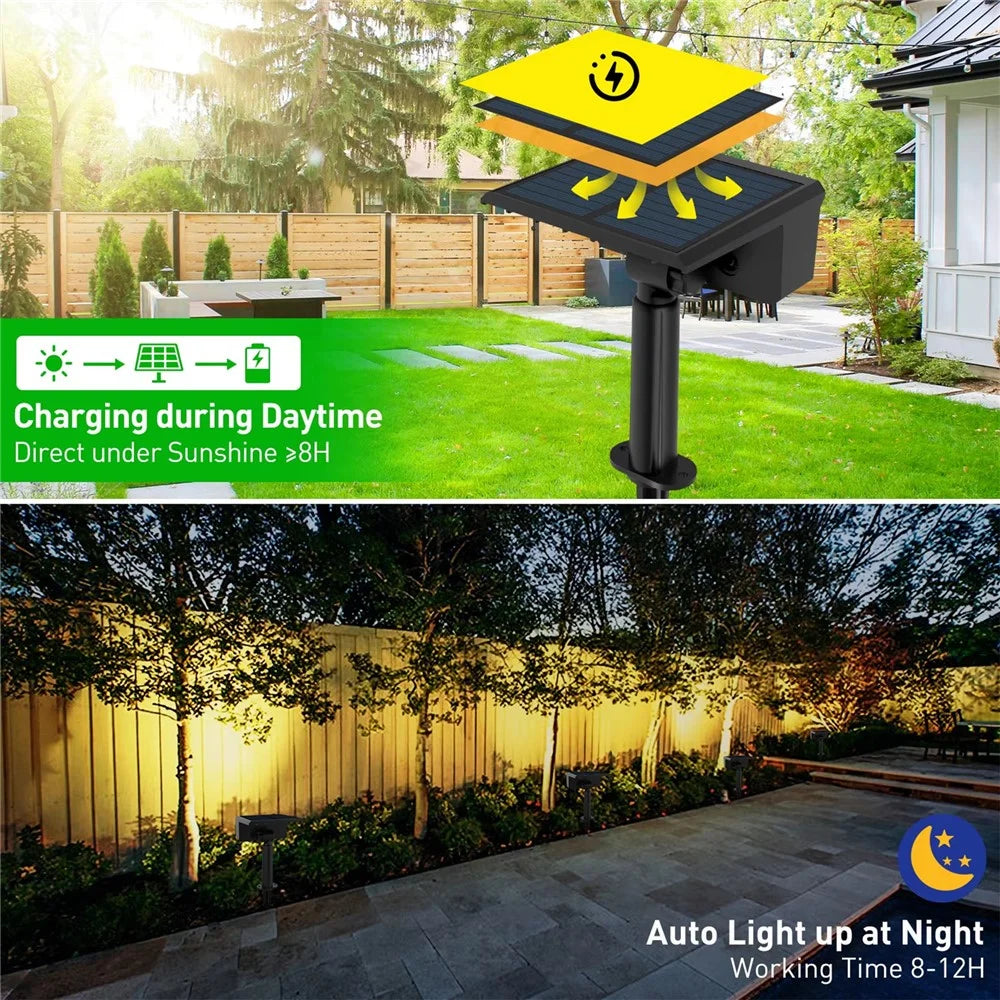 TS-G2206 2Pcs 49-LED Solar Powered Lawn Lamp 90 Degree Adjustable Head Waterproof Outdoor Landscape Spotlight - White Light - 5