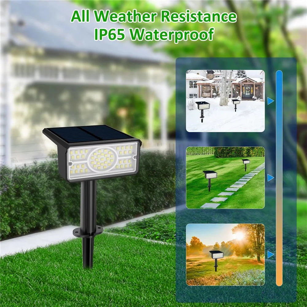 TS-G2206 2Pcs 49-LED Solar Powered Lawn Lamp 90 Degree Adjustable Head Waterproof Outdoor Landscape Spotlight - White Light - 6