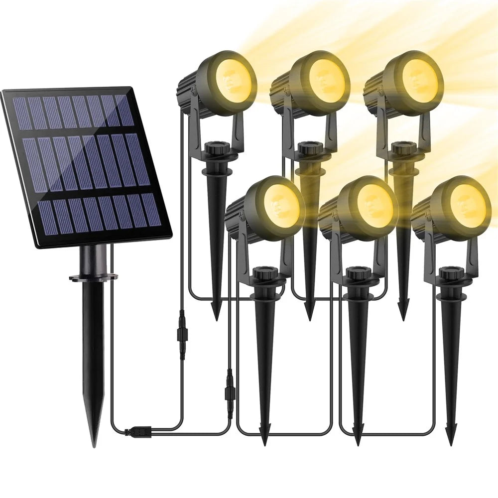 TS-S4205-6H 6 in 1 Outdoor Solar Ground Spotlight IP65 Waterproof High Power Garden Landscape Light - Warm Light - 1