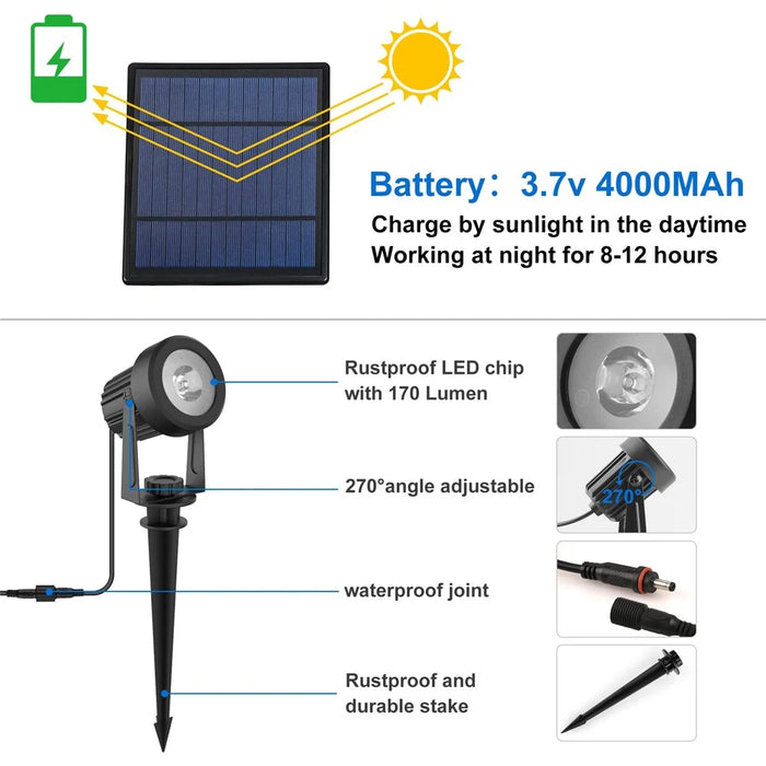 TS-S4205-6H 6 in 1 Outdoor Solar Ground Spotlight IP65 Waterproof High Power Garden Landscape Light - Warm Light - 6