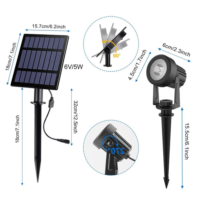 TS-S4205-6H 6 in 1 Outdoor Solar Ground Spotlight IP65 Waterproof High Power Garden Landscape Light - Warm Light - 7