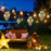 Moroccan Style Hollow Out Projection Light Solar Powered Iron Art Hanging Lantern for Garden Patio - Warm Light - 2