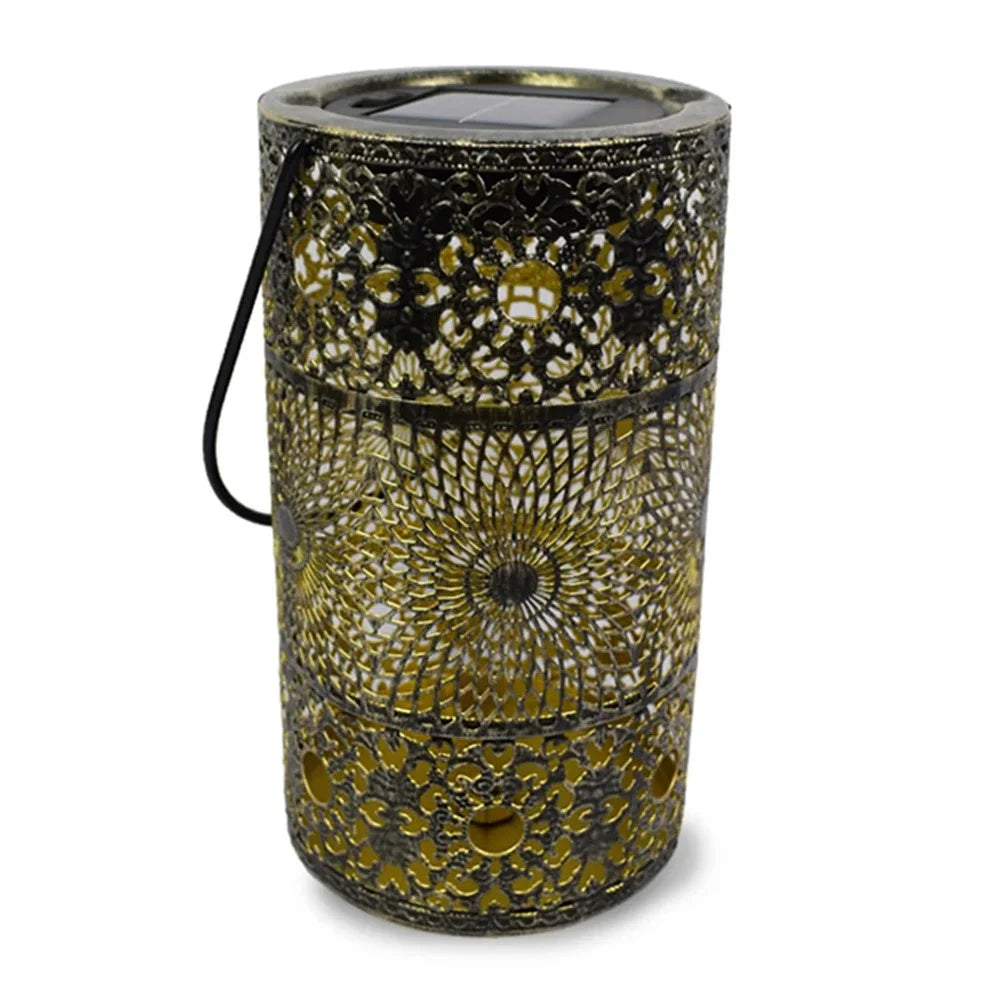 Solar Powered 3-Tier Hollow Out Projection Light Iron Art Decorative Hanging Lantern for Garden Patio - 2