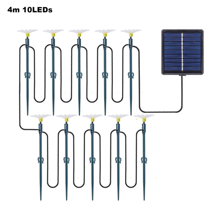 4m 10 LEDs Daisy Shape Solar Outdoor Garden Stake Lights Waterproof Ambiance Lamp for Patio Villa Yard - 1