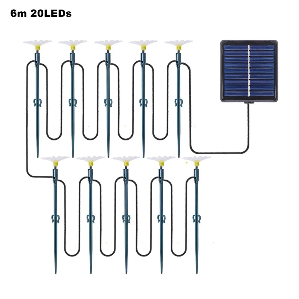 6m 20 LEDs Daisy Shape Solar Outdoor Garden Stake Lights Waterproof Ambiance Lamp for Patio Villa Yard - 1