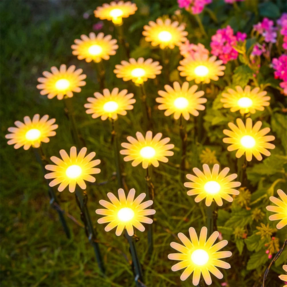 6m 20 LEDs Daisy Shape Solar Outdoor Garden Stake Lights Waterproof Ambiance Lamp for Patio Villa Yard - 6