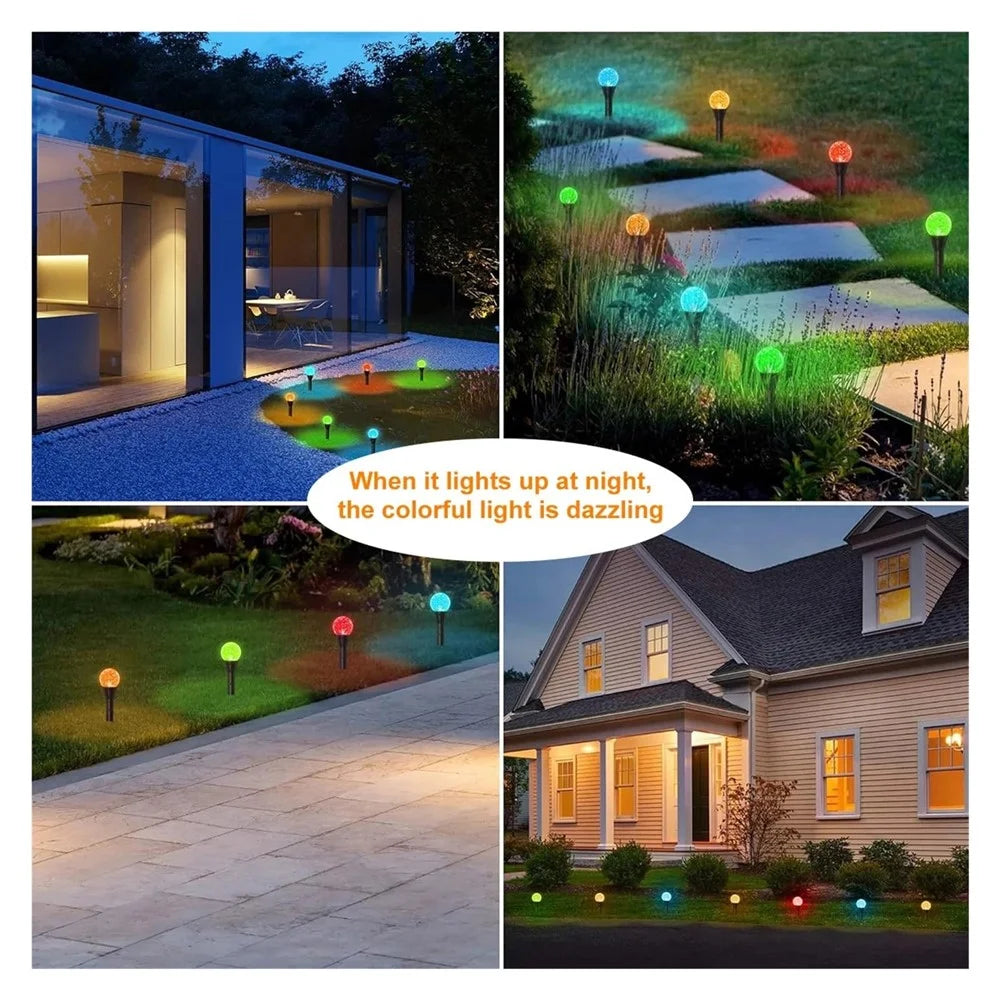 10-LED Crystal Bubble Ball String Lights Outdoor Solar Garden Lights for Lawn Patio Landscape Stake Lamps - Warm Light - 7