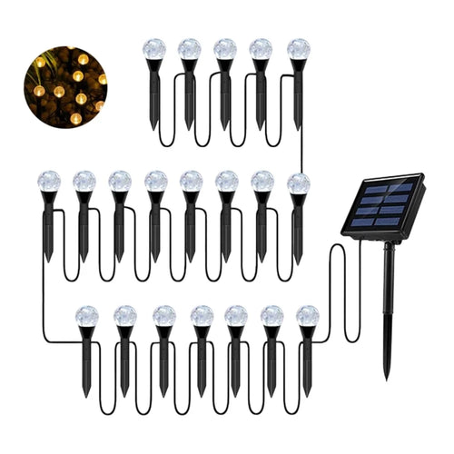 20-LED Crystal Bubble Ball String Lights Outdoor Solar Garden Lights for Lawn Patio Landscape Stake Lamps - Warm Light - 1