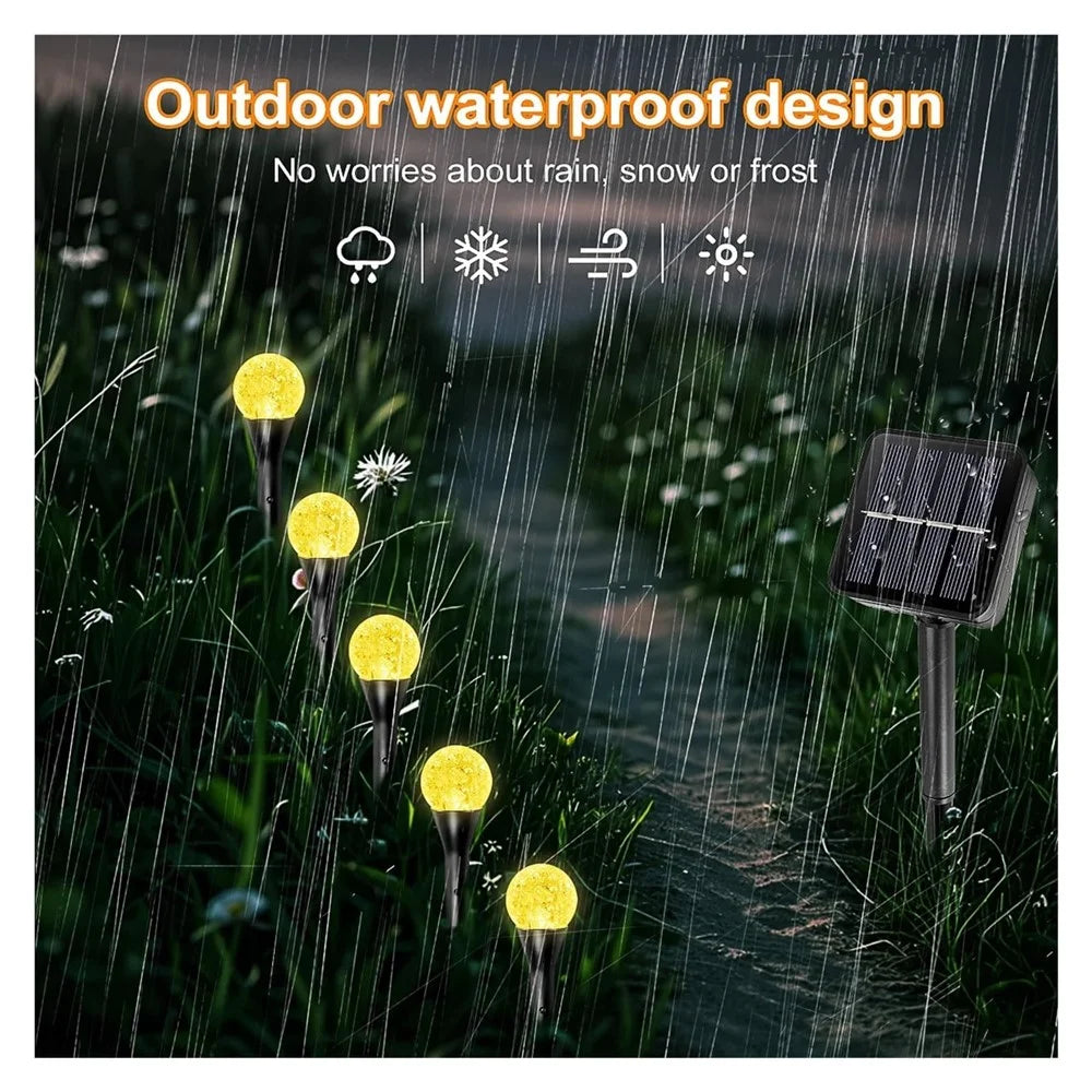 20-LED Crystal Bubble Ball String Lights Outdoor Solar Garden Lights for Lawn Patio Landscape Stake Lamps - Warm Light - 5