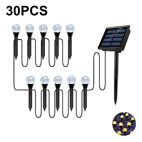 30-LED Crystal Bubble Ball String Lights Outdoor Solar Garden Lights for Lawn Patio Landscape Stake Lamps - Warm Light - 1