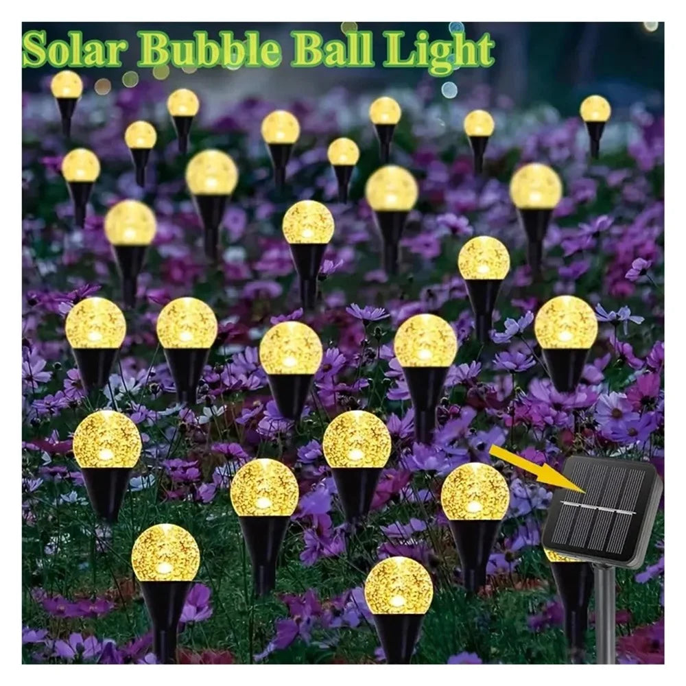 30-LED Crystal Bubble Ball String Lights Outdoor Solar Garden Lights for Lawn Patio Landscape Stake Lamps - Warm Light - 2