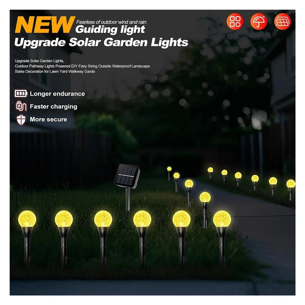 30-LED Crystal Bubble Ball String Lights Outdoor Solar Garden Lights for Lawn Patio Landscape Stake Lamps - Warm Light - 3