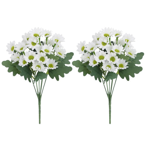 2Pcs Artificial Daisy Flowers Fake Chamomile Bouquet Floral Arrangement Decor for Wedding / Home / Photography Props - White - 1
