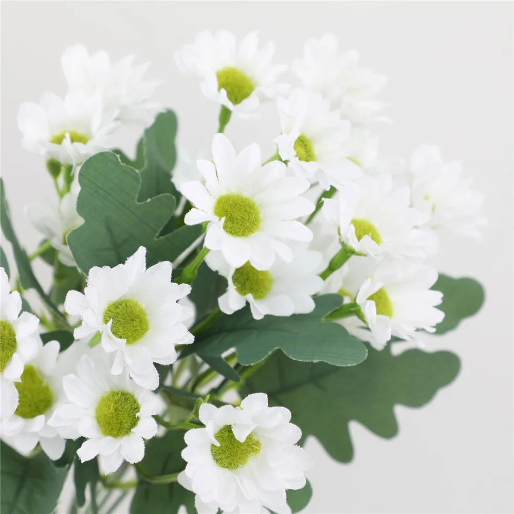 2Pcs Artificial Daisy Flowers Fake Chamomile Bouquet Floral Arrangement Decor for Wedding / Home / Photography Props - White - 2
