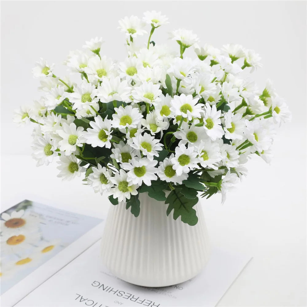 2Pcs Artificial Daisy Flowers Fake Chamomile Bouquet Floral Arrangement Decor for Wedding / Home / Photography Props - White - 3