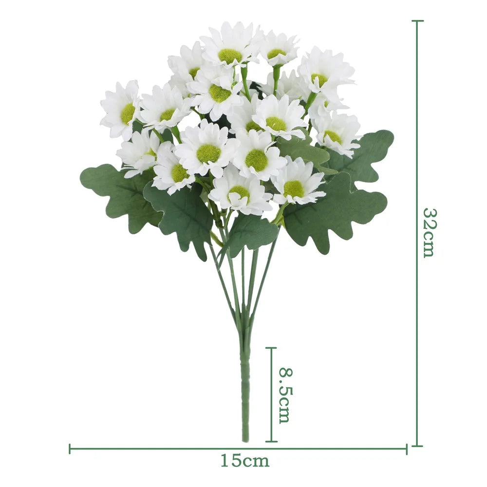 2Pcs Artificial Daisy Flowers Fake Chamomile Bouquet Floral Arrangement Decor for Wedding / Home / Photography Props - White - 5