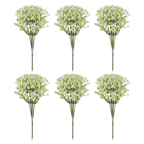 6Pcs Artificial Gypsophila for Wedding Home Decoration Realistic Plastic Flowers DIY Arrangement - White - 1