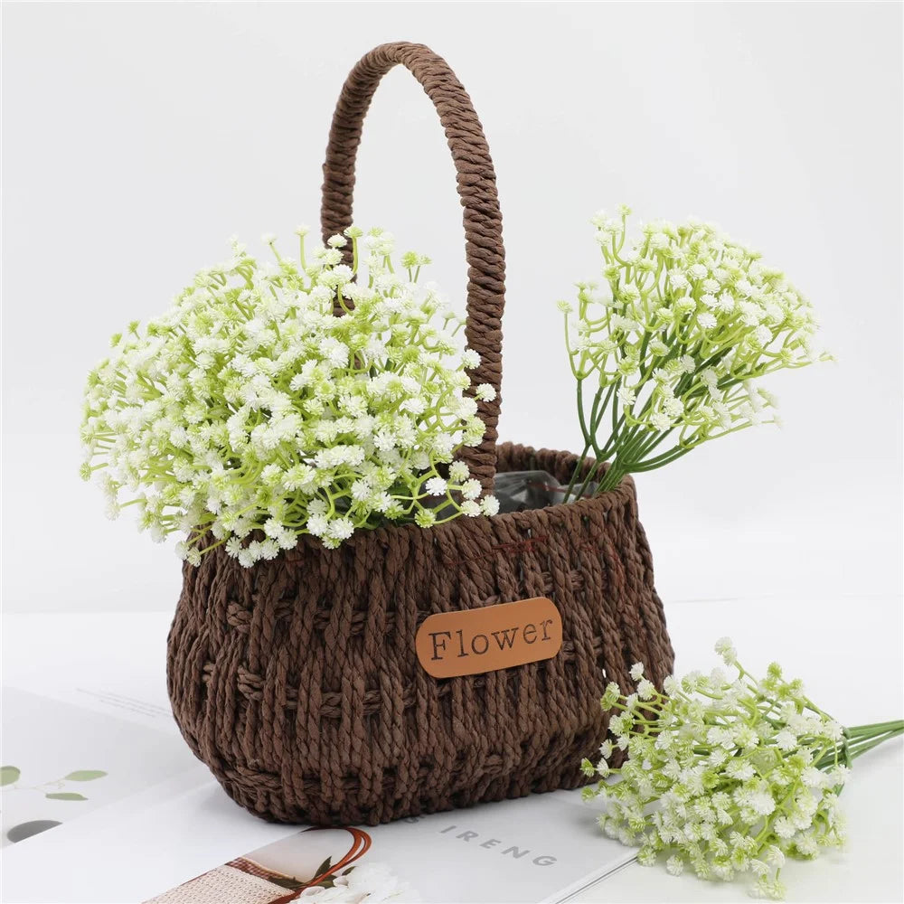 6Pcs Artificial Gypsophila for Wedding Home Decoration Realistic Plastic Flowers DIY Arrangement - White - 2