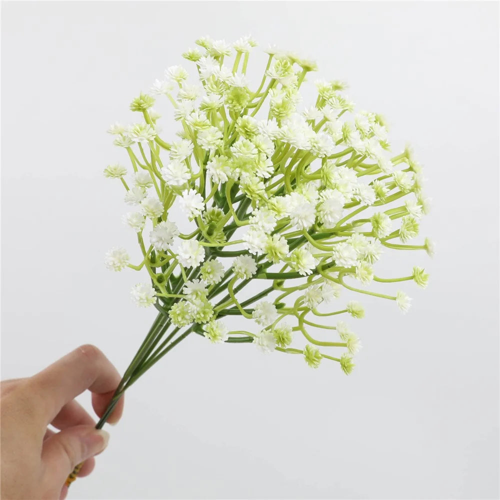 6Pcs Artificial Gypsophila for Wedding Home Decoration Realistic Plastic Flowers DIY Arrangement - White - 4