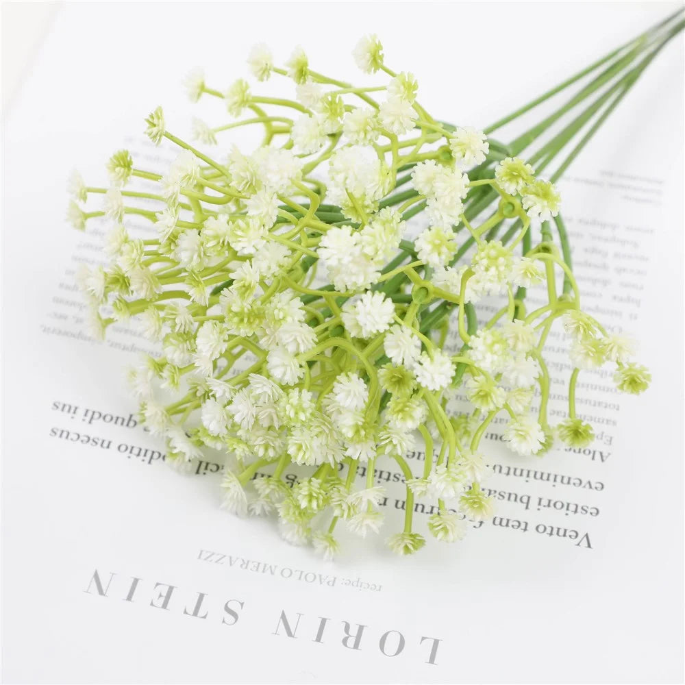 6Pcs Artificial Gypsophila for Wedding Home Decoration Realistic Plastic Flowers DIY Arrangement - White - 5