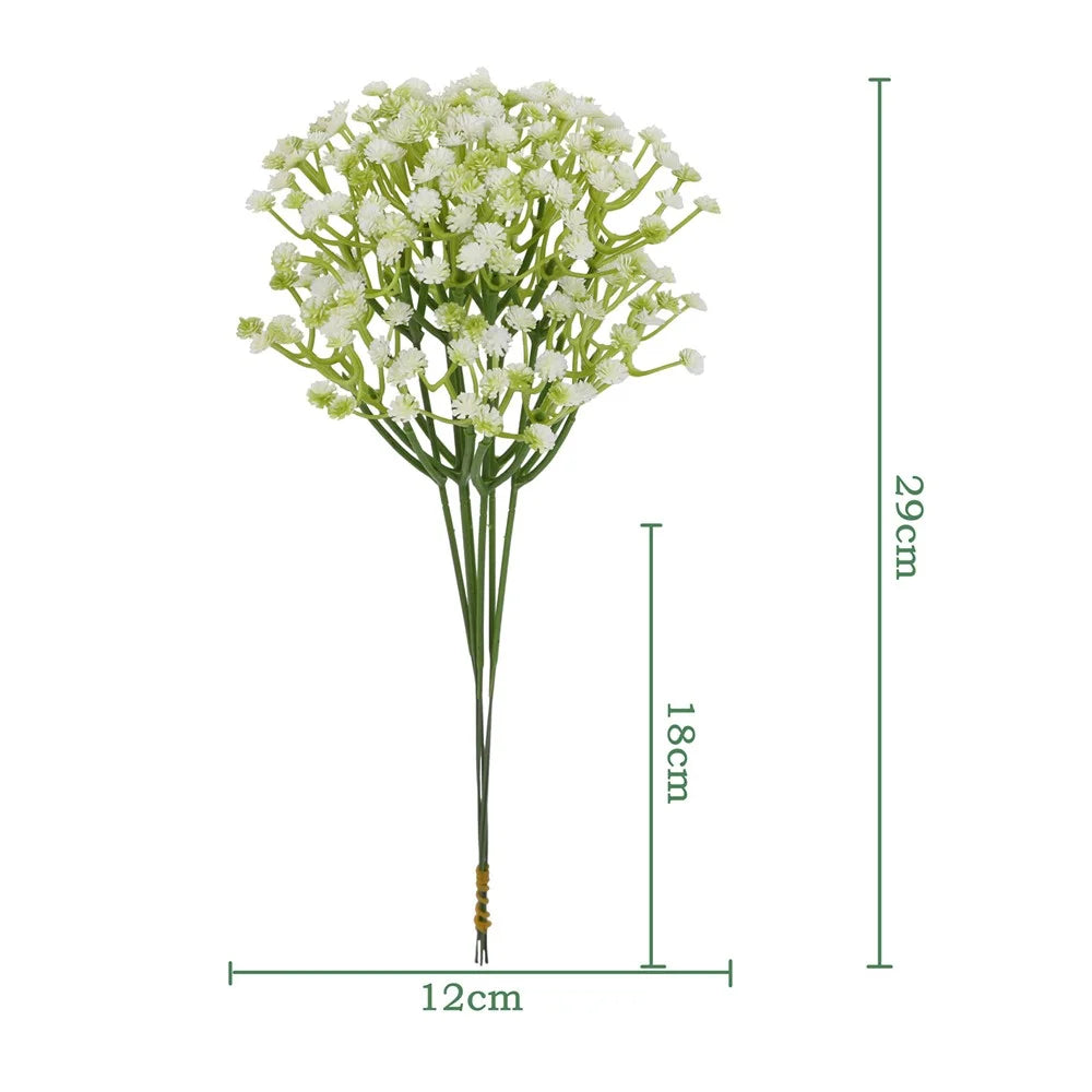 6Pcs Artificial Gypsophila for Wedding Home Decoration Realistic Plastic Flowers DIY Arrangement - White - 7