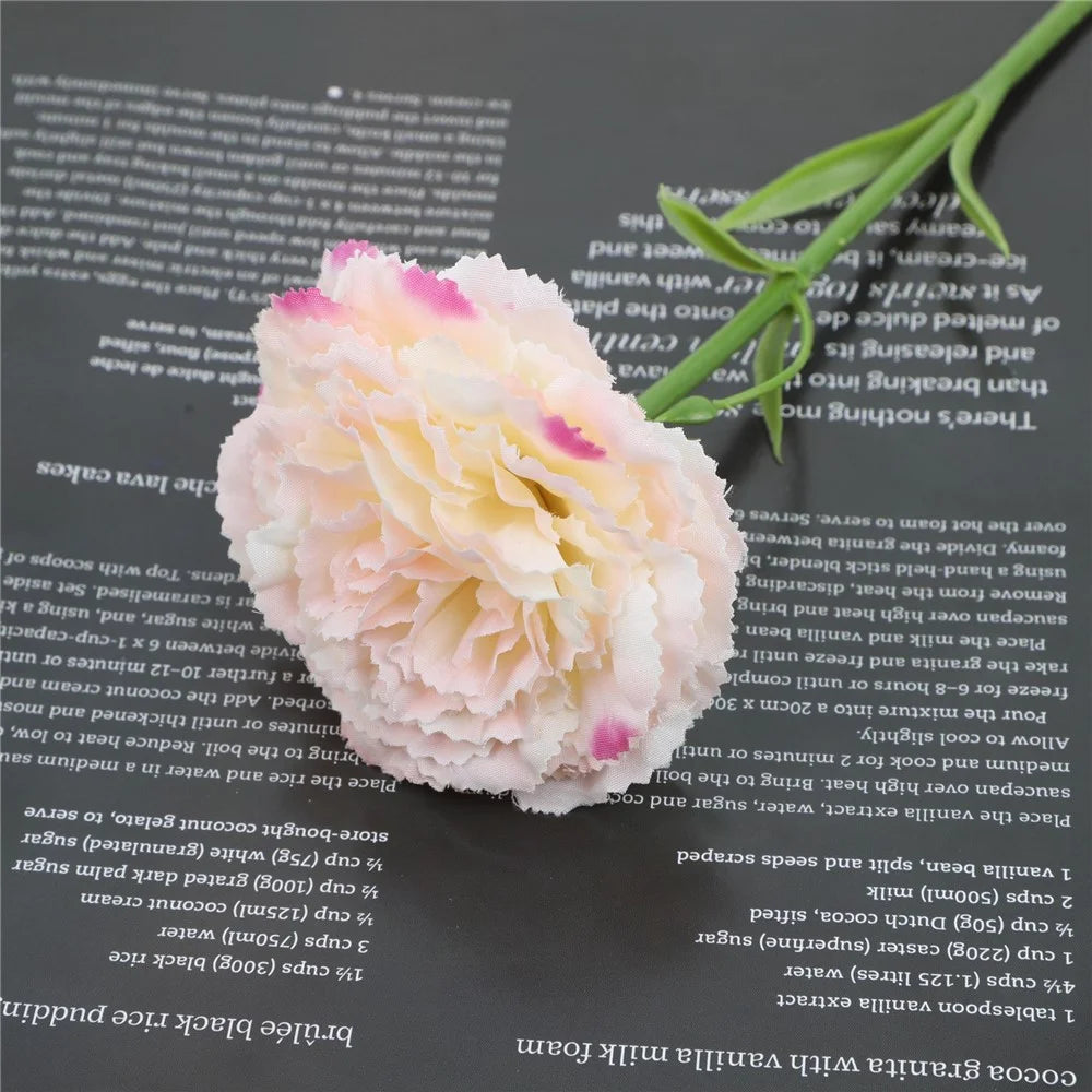 5Pcs Artificial Carnation Flowers Silk Floral Arrangement for Wedding Table Decor Centerpiece Photography Prop - Bubble Pink - 2