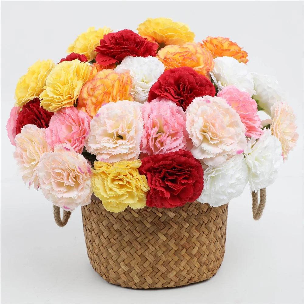 5Pcs Artificial Carnation Flowers Silk Floral Arrangement for Wedding Table Decor Centerpiece Photography Prop - Bubble Pink - 4