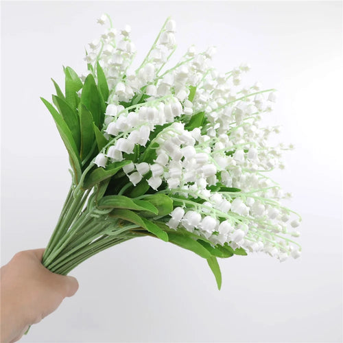 10Pcs Artificial Lily of The Valley Flowers Wedding Bouquet Fake Floral Arrangement for Outdoor / Home Decor - 1