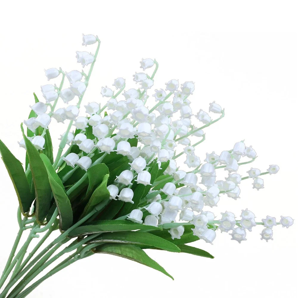 10Pcs Artificial Lily of The Valley Flowers Wedding Bouquet Fake Floral Arrangement for Outdoor / Home Decor - 2