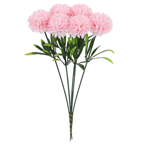 6Pcs Artificial Chrysanthemum Balls Flowers Silk Flower Bouquet for Wedding Decor Stage Props Table Centerpieces - Pink - 1