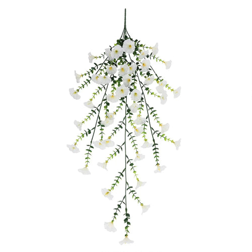 2Pcs Artificial Morning Glory Vine Hanging Plants Fake Flowers Decorative Garland Props - White - 1