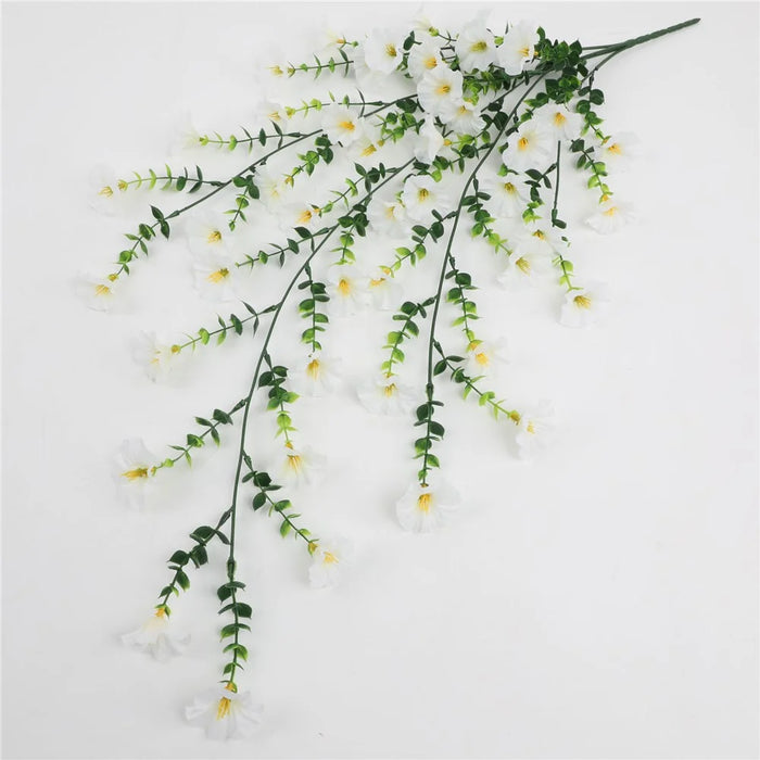 2Pcs Artificial Morning Glory Vine Hanging Plants Fake Flowers Decorative Garland Props - White - 2