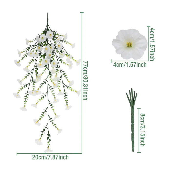 2Pcs Artificial Morning Glory Vine Hanging Plants Fake Flowers Decorative Garland Props - White - 5
