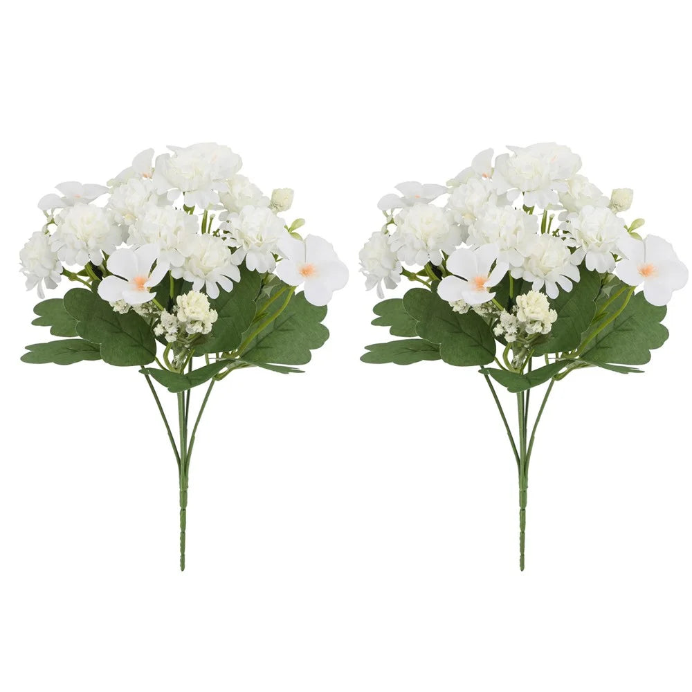 2Pcs Artificial Flower Bouquet Ping Pong Chrysanthemum Decorative Ornament for Living Room / Wedding / Outdoor - White - 1