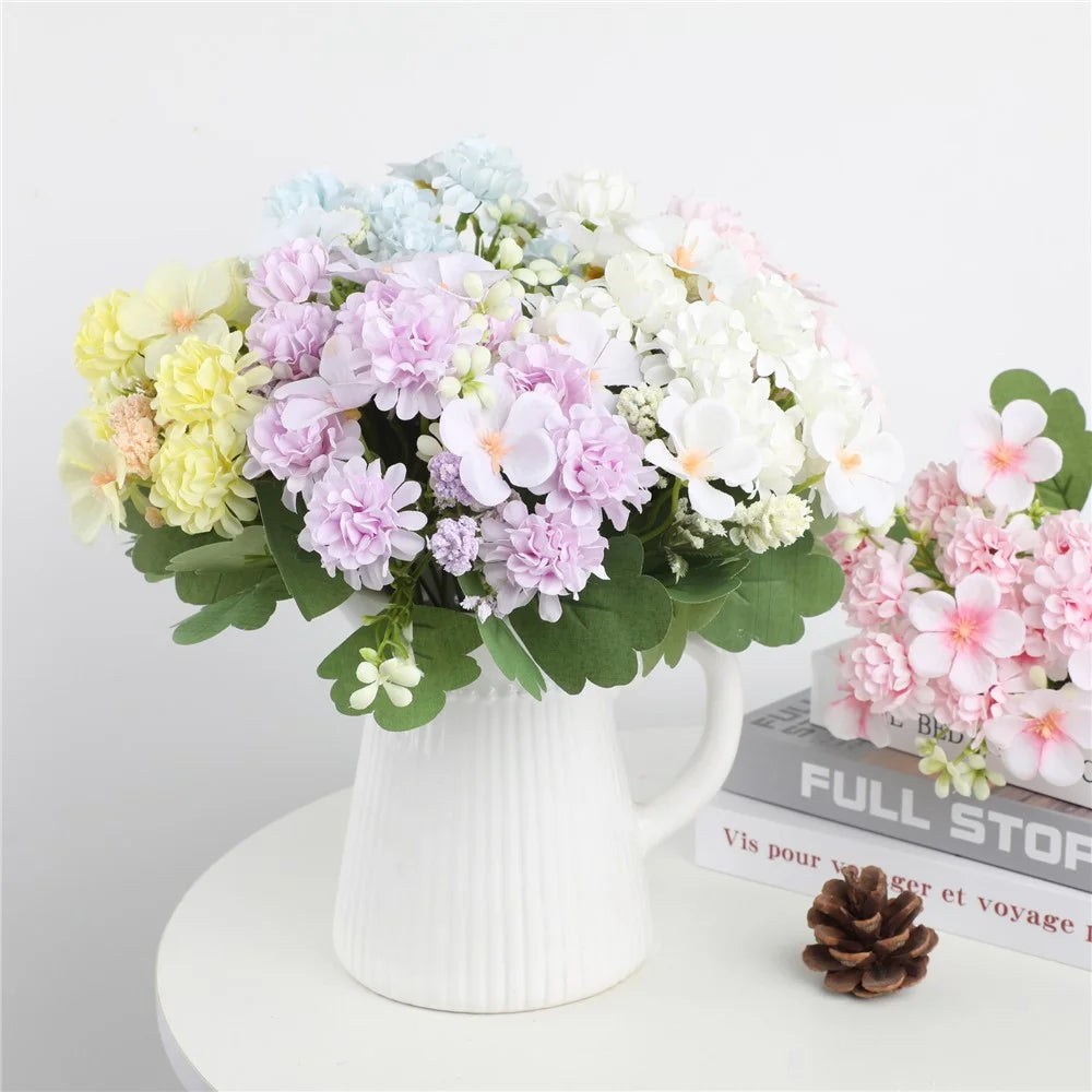 2Pcs Artificial Flower Bouquet Ping Pong Chrysanthemum Decorative Ornament for Living Room / Wedding / Outdoor - White - 5
