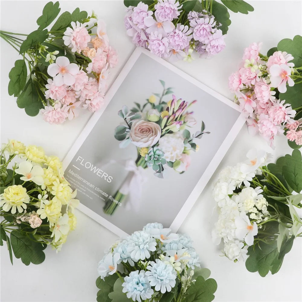 2Pcs Artificial Flower Bouquet Ping Pong Chrysanthemum Decorative Ornament for Living Room / Wedding / Outdoor - White - 6