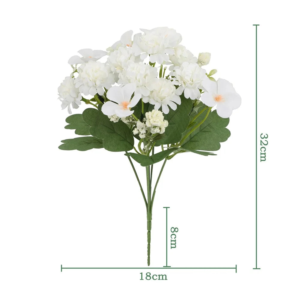 2Pcs Artificial Flower Bouquet Ping Pong Chrysanthemum Decorative Ornament for Living Room / Wedding / Outdoor - White - 7