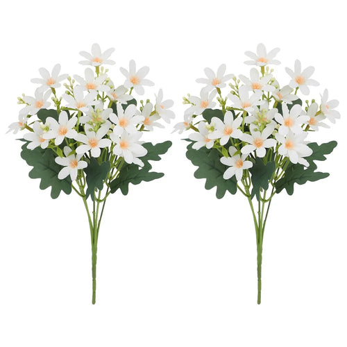 2Pcs Artificial Chrysanthemum Bouquet Fake Flowers Arrangement Wedding Party Decoration - White - 1